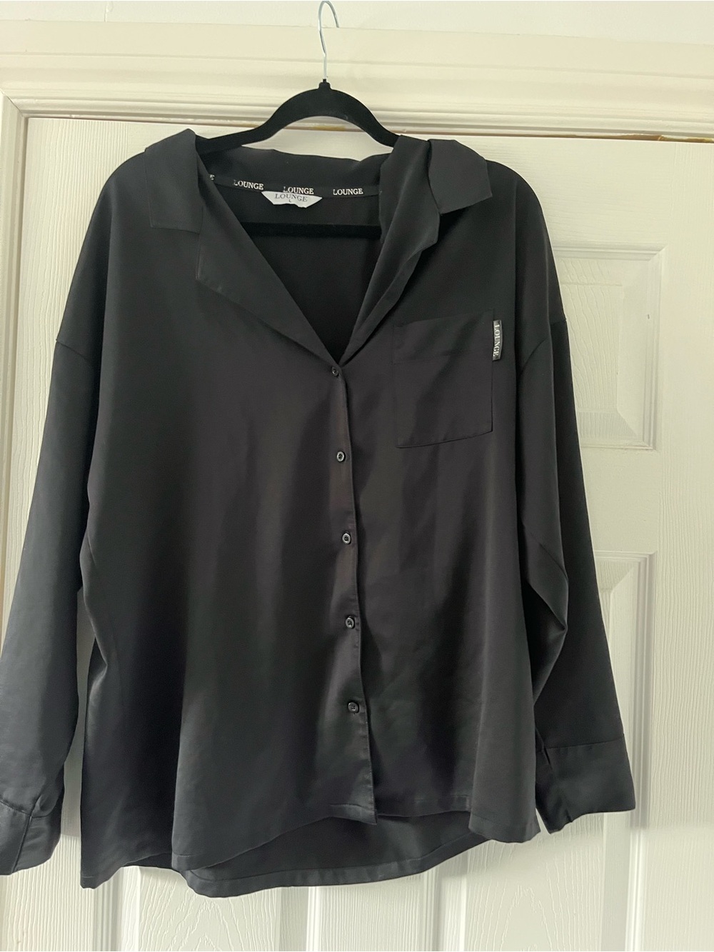 Lounge black Relaxed Button-Up Pajama Top & Shorts